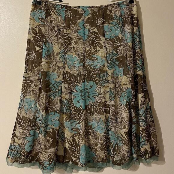 R.Q.I skirt midi floral flowy 14p vintage - Picture 1 of 5